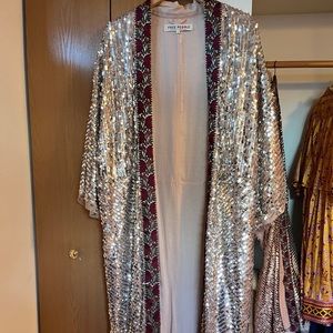 Silver sequined duster jacket